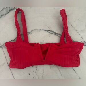 L Space Lee Lee Liquid Red Bikini Ribbed Top Medium LSpace